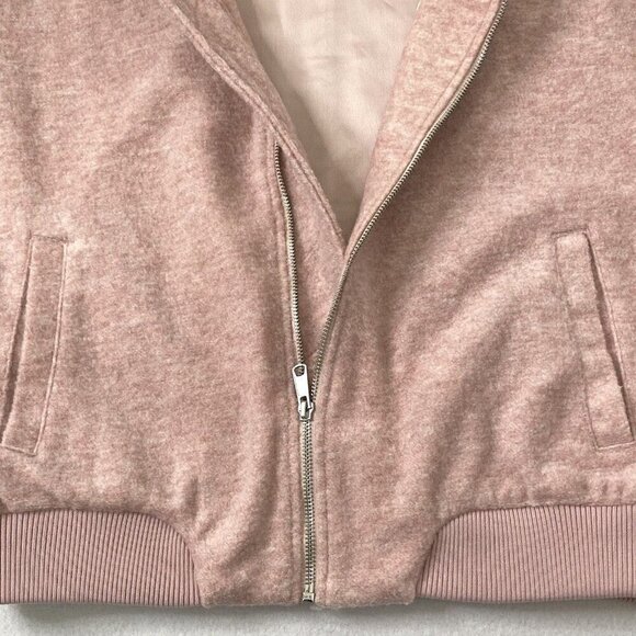 Old Navy Bomber Jacket Womens size Large Full Zip Front Lined Pockets Pink - Picture 7 of 14